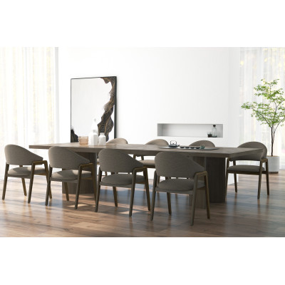 WOOL-Chaise en Tissu SoftCellar Taupe et Frêne teinté noyer (x2)