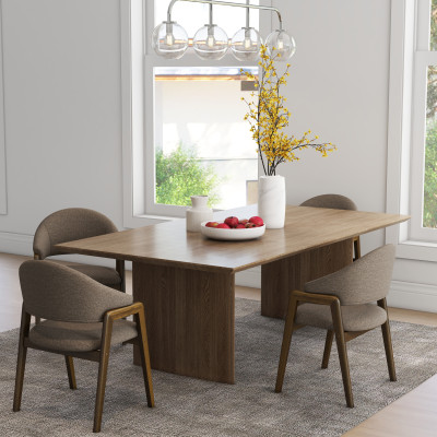 WOOL-Chaise en Tissu SoftCellar Taupe et Frêne teinté noyer (x2)