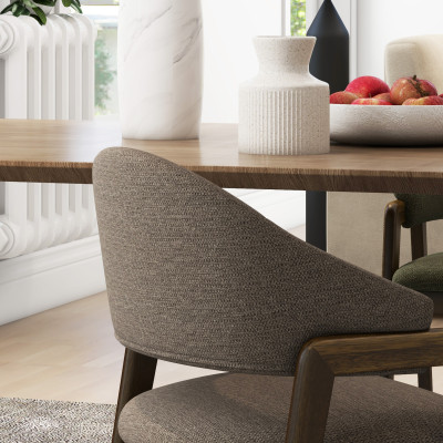 WOOL-Sedia in tessuto marrone e frassino tinto noce (x2)