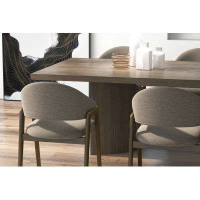 WOOL-Chaise en Tissu SoftCellar Taupe et Frêne teinté noyer (x2)