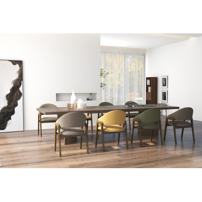 WOOL-Chaise en Tissu SoftCellar Taupe et Frêne teinté noyer (x2)