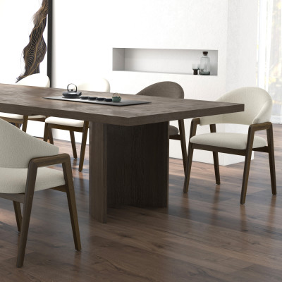 WOOL-Sedia in tessuto marrone e frassino tinto noce (x2)