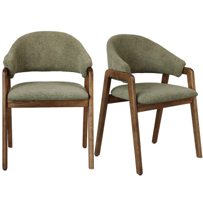 WOOL-Silla de tela verde y fresno teñido de nogal (x2)