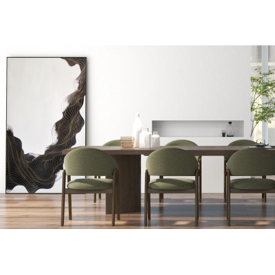 WOOL-Silla de tela verde y fresno teñido de nogal (x2)