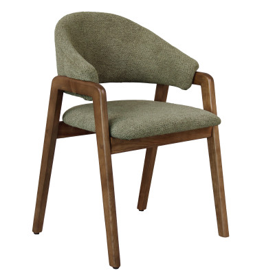 WOOL-Chaise en Tissu SoftCellar Sauge et Frêne teinté noyer (x2)