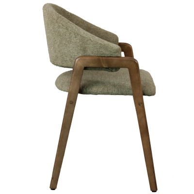 WOOL-Silla de tela verde y fresno teñido de nogal (x2)