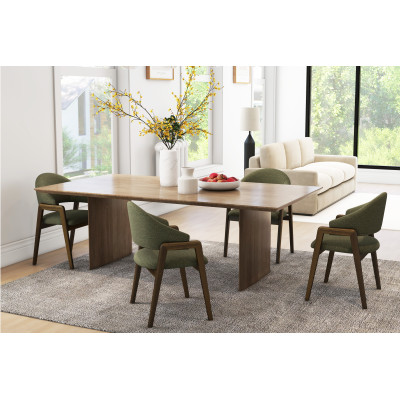 WOOL-Sedia in tessuto verde e frassino tinto noce (x2)