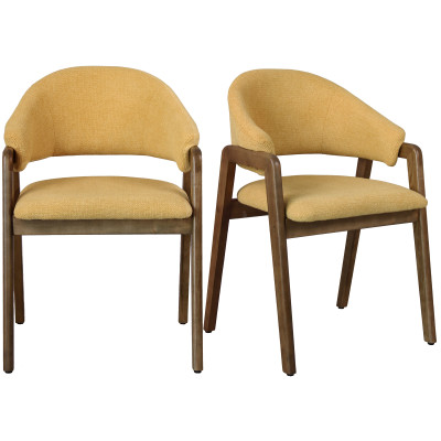 WOOL-Silla de fresno teñido de amarillo y nogal (x2)