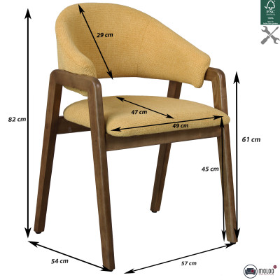 WOOL-Chaise Safran en tisssu SoftCellar et Frêne teinté noyer (x2)