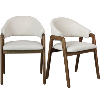 WOOL-2er Set Stuhl aus Stoff in Ecru und Esche Walnuss