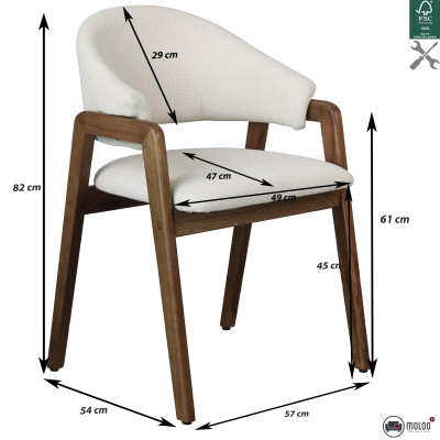 WOOL-Silla de tela color crudo y fresno teñido de nogal (x2)