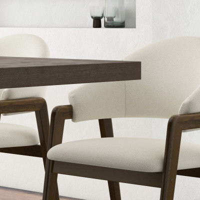 WOOL-Chaise en Tissu SoftCellar Ecru et Frêne teinté noyer (x2)