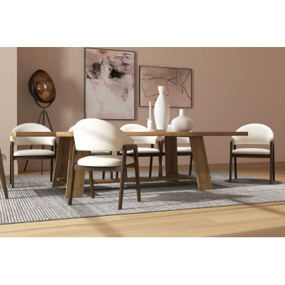 WOOL-Chaise en Tissu SoftCellar Ecru et Frêne teinté noyer (x2)