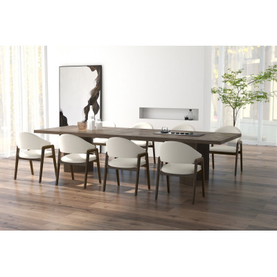 WOOL-2er Set Stuhl aus Stoff in Ecru und Esche Walnuss