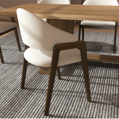 WOOL-Silla de tela color crudo y fresno teñido de nogal (x2)