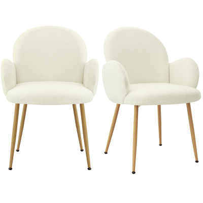 ALICE-Sedia in tessuto ecru, metallo effetto legno (x2)