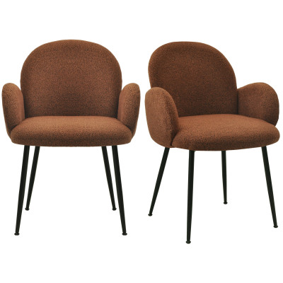 ALICE-Silla en tejido Terracota y patas de metal negro (x2)