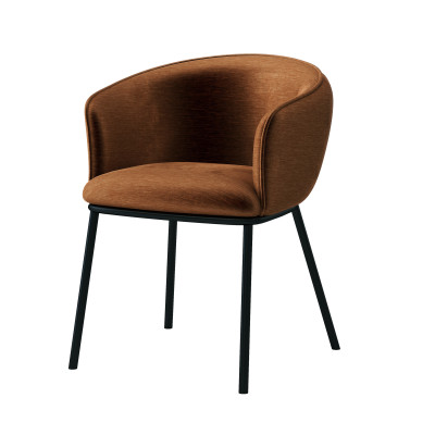 ALVIN-Sedia in tessuto terracotta e metallo nero