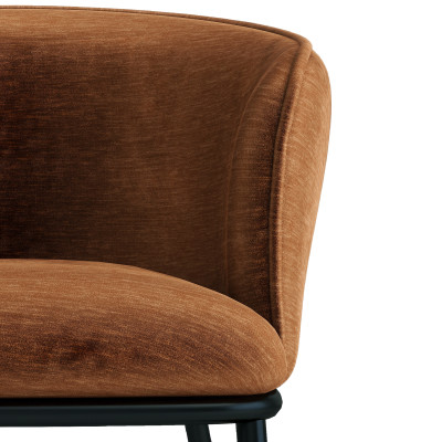ALVIN-Fauteuil de table en tissu Retro Terracota et métal noir