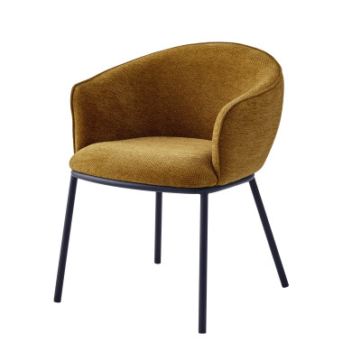 ALVIN-Fauteuil de table en tissu Luxury Moutarde
