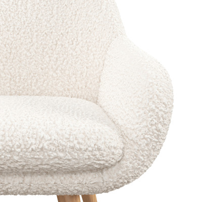 CANCUN-Chaise en tissu bouclette Ecru et pieds métal décor bois (x2)