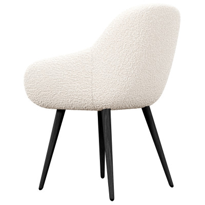 CANCUN-Chaise en tissu bouclette Ecru et pieds métal noir (x2)