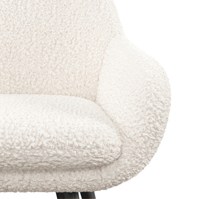 CANCUN-Chaise en tissu bouclette Ecru et pieds métal noir (x2)