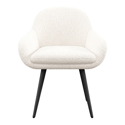 CANCUN-Chaise en tissu bouclette Ecru et pieds métal noir (x2)