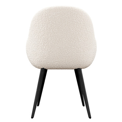 CANCUN-Chaise en tissu bouclette Ecru et pieds métal noir (x2)