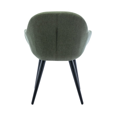 CANCUN - Chaise scandinave tissu vert forêt pieds métal noir (x2)
