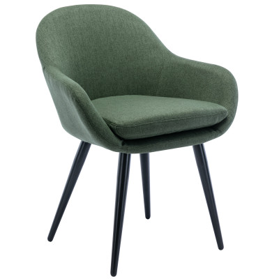 CANCUN - Chaise scandinave tissu vert forêt pieds métal noir (x2)