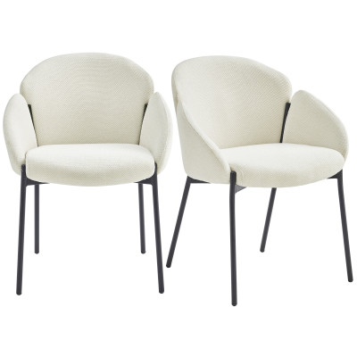 CANDICE-Chaise en tissu Luxury Ecru et métal noir (x2)