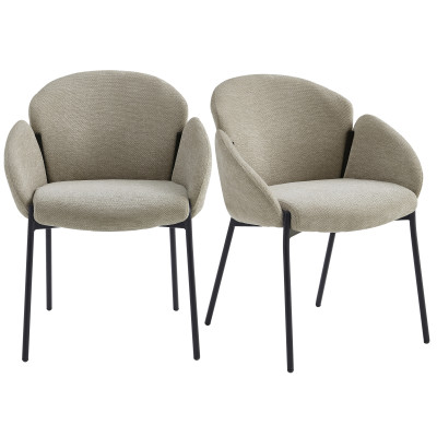 CANDICE-Silla de tela marrone y metal negro (x2)