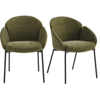 CANDICE-Chaise en tissu Luxury Kaki et métal noir (x2)