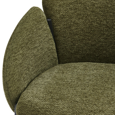 CANDICE-Chaise en tissu Luxury Kaki et métal noir (x2)