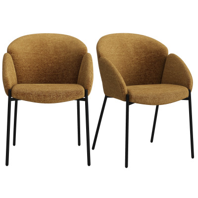 CANDICE-Chaise en tissu Luxury Moutarde et métal noir (x2)