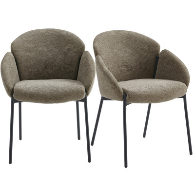 CANDICE-Chaise en tissu Luxury Taupe et métal noir (x2)
