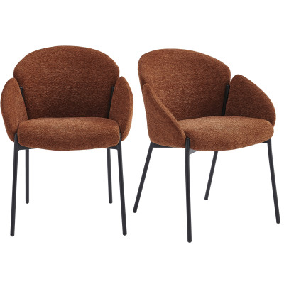CANDICE-Silla de tela terracota y metal negro (x2)
