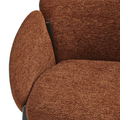 CANDICE-Sedia in tessuto terracotta e metallo nero (x2)