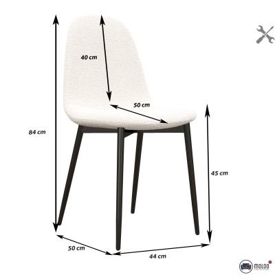 SALLY-Sedia in tessuto riccio ecru con gambe in metallo (x4)
