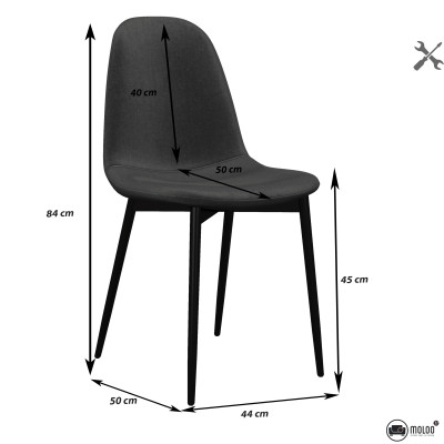 SALLY-Sedia in velluto nero con gambe in metallo (x4)