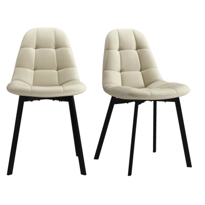 STELLIA-Silla de terciopelo beige y metal negro (x2)