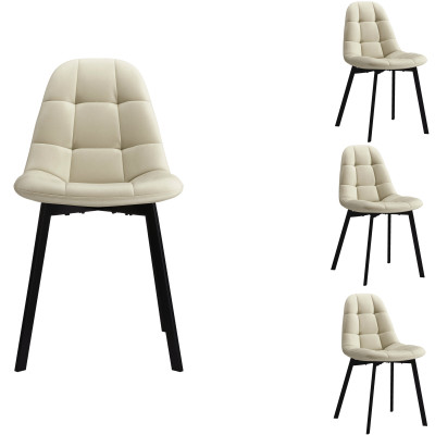 STELLIA-Chaise en velours Vanille et métal noir (x4)