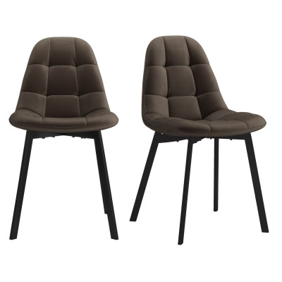 STELLIA-Silla de terciopelo marrone y metal negro (x2)