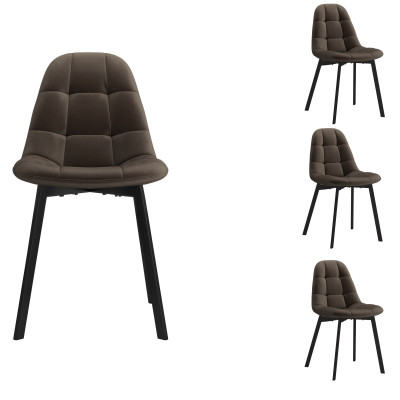 STELLIA-Chaise en Velours marron et métal noir (x4)