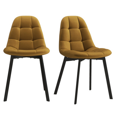 STELLIA-Chaise en Velours safran et métal noir (x2)