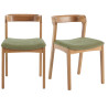 TINA –  2er Set Stühle aus massiver Eiche und salbeifarbenem Bliss-Stoff