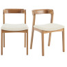 TINA-Chaise en Chêne massif et tissu Bliss Ecru (x2)