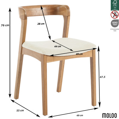 TINA-Silla de roble macizo y tejido Bliss Crudo (x2)