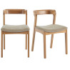 TINA – 2er Set Stühle aus massiver Eiche und sandfarbenem Bliss-Stoff